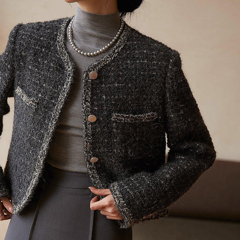 2025 Wool Xiaoxiangfeng jacket, high-end tweed short jacket, women's spring new women's versatile top