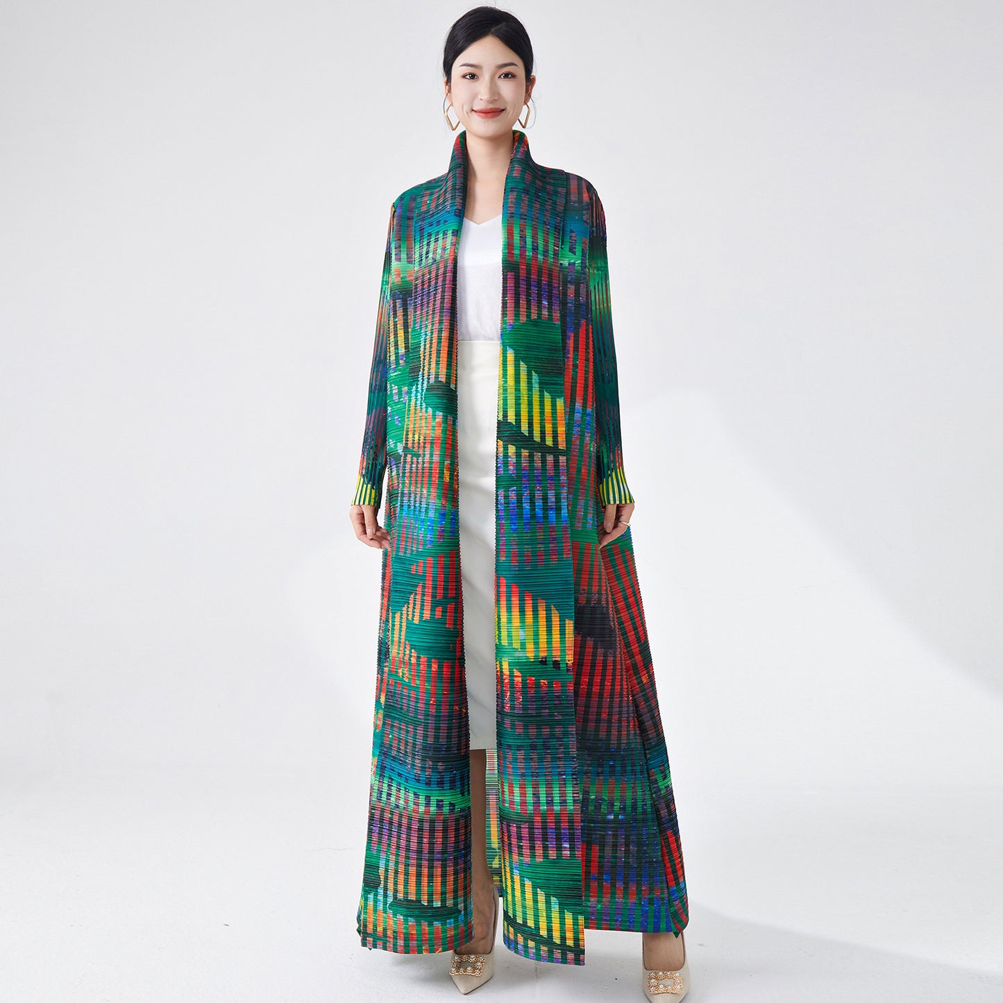 2025 Hot trade Middle East women's robe Muslim Arab robe women's print lace-up loose temperament skirt jacket