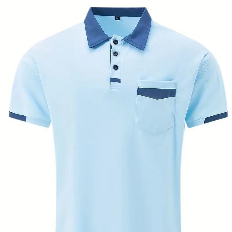 summer men's color matching pocket POLO shirt sports polo shirt