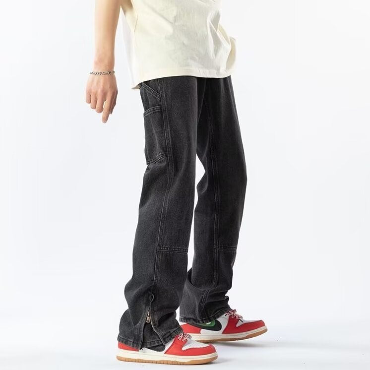 saferido -shop 90s streetwear New Jeans Men's Vintage Washed Straight Pants Spring and Autumn Summer Weila High Street Versatile Casual Trousers