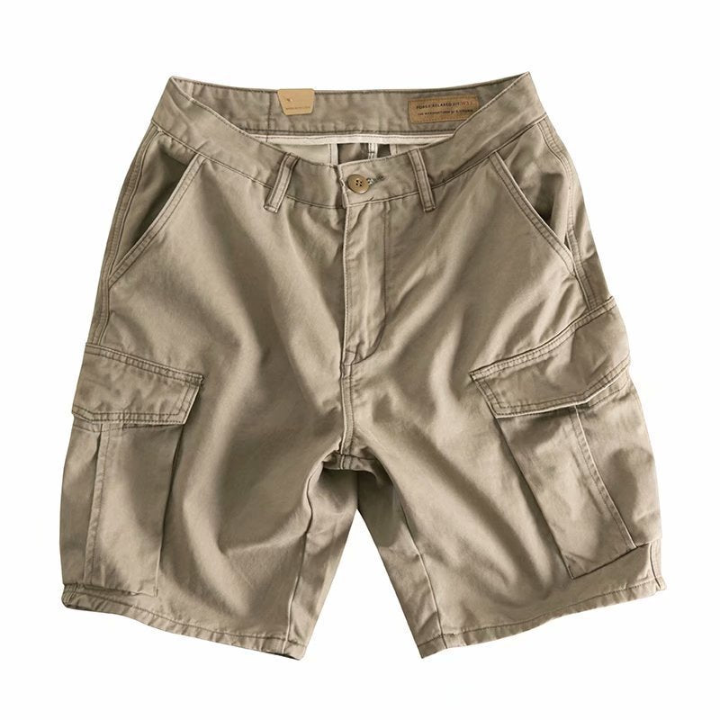 saferido boy outfits Cotton Workwear American Casual Cropped Pants Men's Fit Straight Pants Trendy Breathable Color Multi-Pocket Shorts