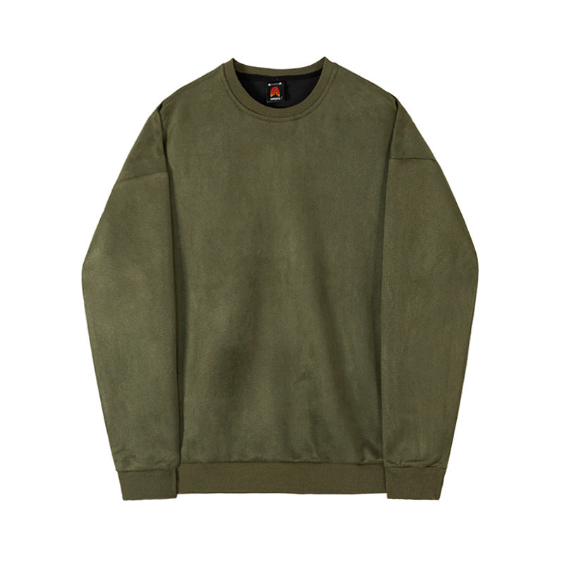 saferido -shop guys clothing styles Suede Sweater Men's Pullover round Neck Loose Winter Thickened Korean Style Trendy Long Sleeve Bottoming Shirt