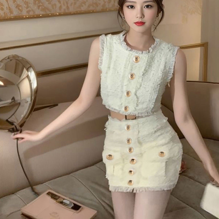 24 Spring new beard edge small fragrant style fashion suit women's spring and autumn high-end temperament two-piece skirt L2100