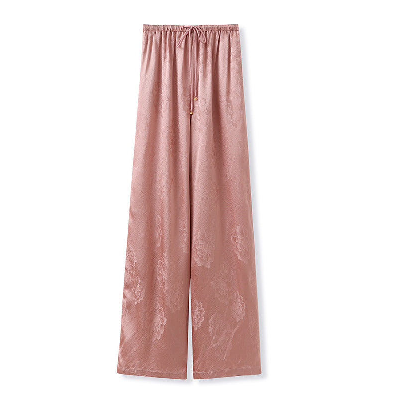 New new Chinese style light luxury simple solid color temperament casual pants loose and thin acetic acid trousers M5163