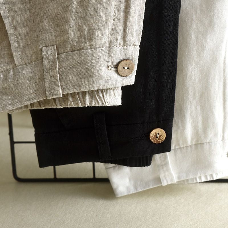 Cotton and linen straight wide-leg pants women's high waist drape popular summer new linen thin loose casual trousers children