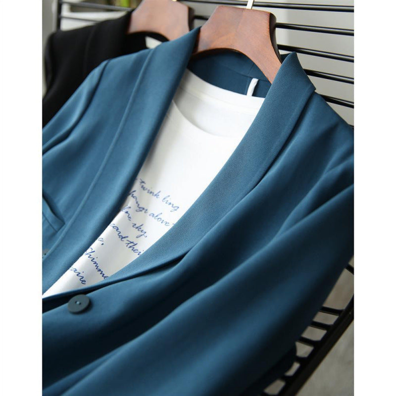 spring new Popular style fashion Korean version simple commuter temperament suit collar acetic acid vertical suit jacket tide
