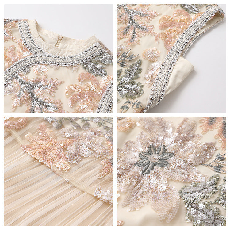 New Chinese high-end heavy industry embroidery improved cheongsam dress summer new national style splicing dress women N4073