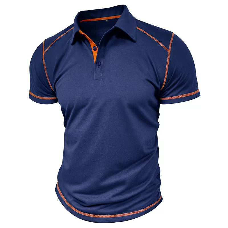 Summer Men's Lapel Polo Clothes Contrast Color Polo Shirt European and American T-shirts for Men