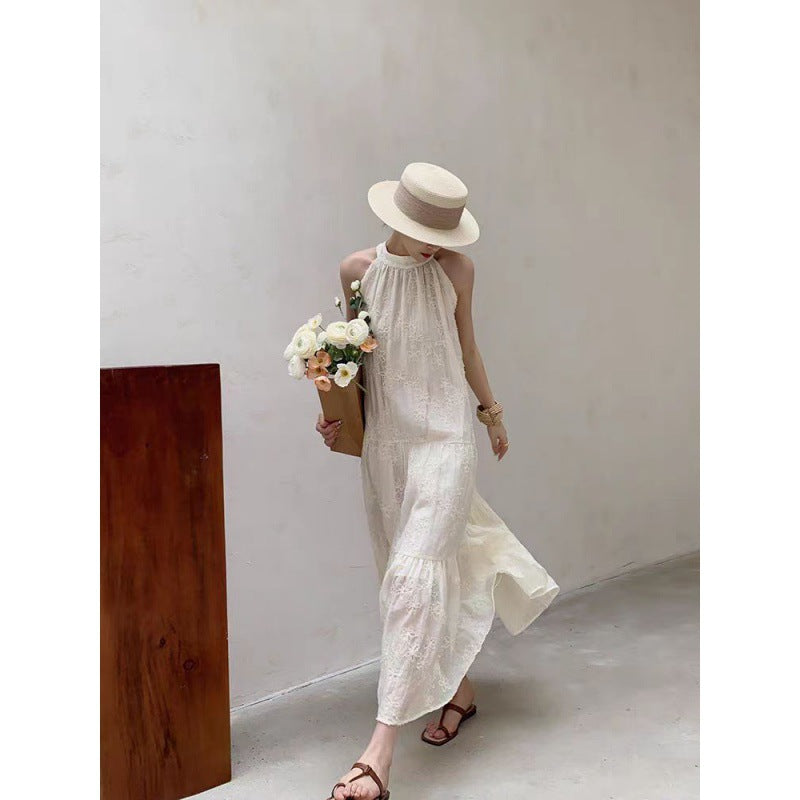 2025 early spring new sleeveless neck dress new Chinese style women's clothing summer seaside vacation dress