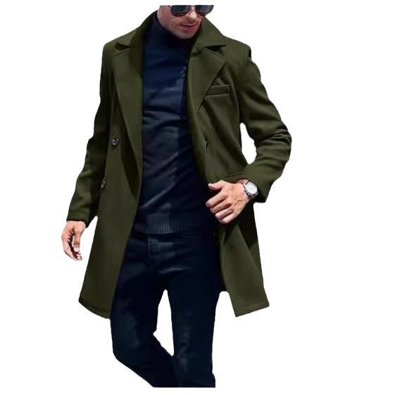 saferido -shop men’s fashion European Version New plus Size Woolen Overcoat Men's Casual Jacket Mid-Length Double Breasted