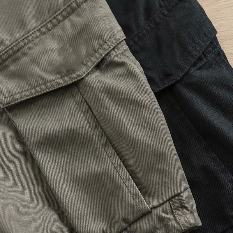 saferido boy outfits Cotton Workwear American Casual Cropped Pants Men's Fit Straight Pants Trendy Breathable Color Multi-Pocket Shorts