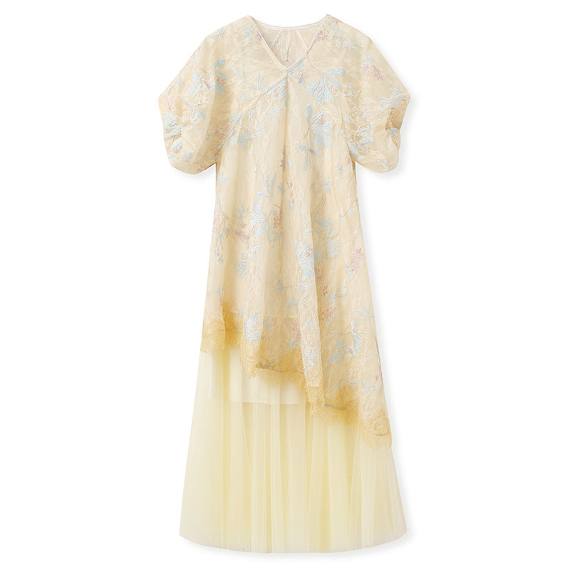 spring and summer high-end new national style embroidery embroidery lace light luxury suspender dress two-piece set N4001