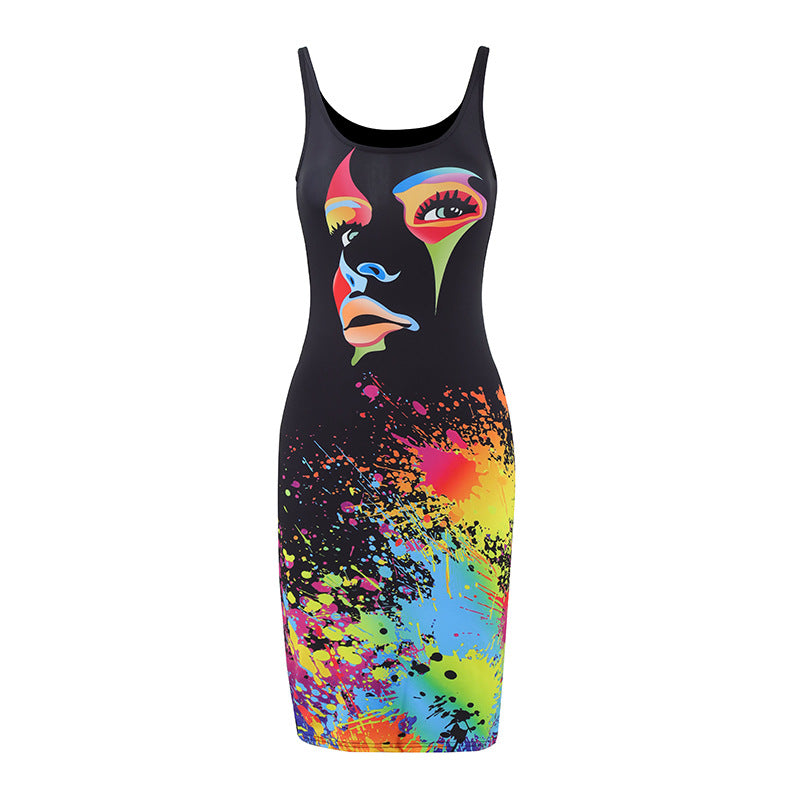 SAFERIDO 2025 black style hot girls, explosive ins new sexy painted dress, a hairdresser women's clothing