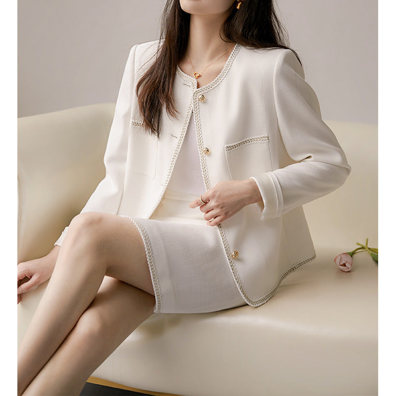 2025 Acetic acid small fragrant style celebrity style suit, spring two-piece set, high-end sense, small fragrant style coat women's clothing texture spring and autumn