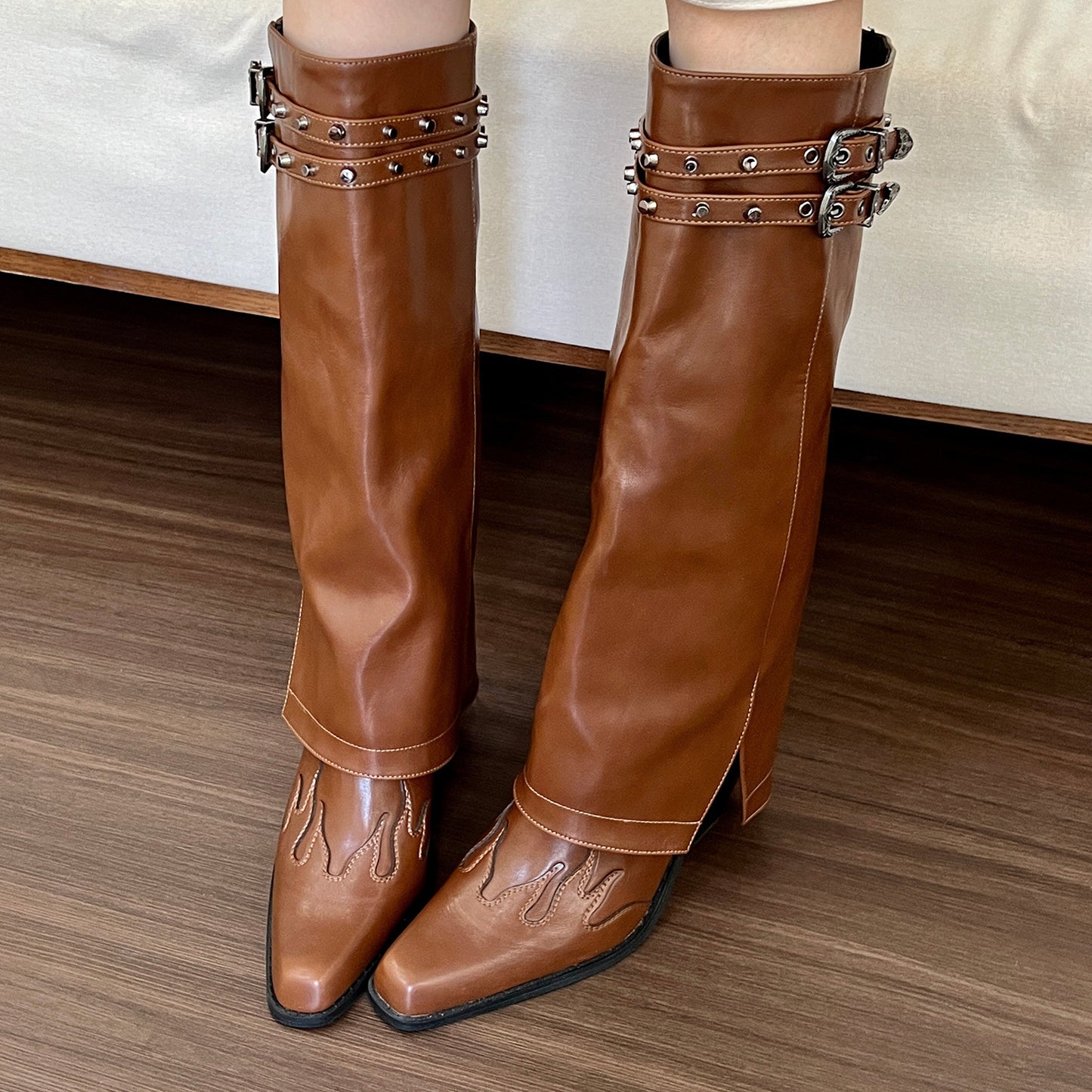 2025 Vintage babes! Maillard Brown Pants Boots Women's popular Fall But Knee-Long Boots