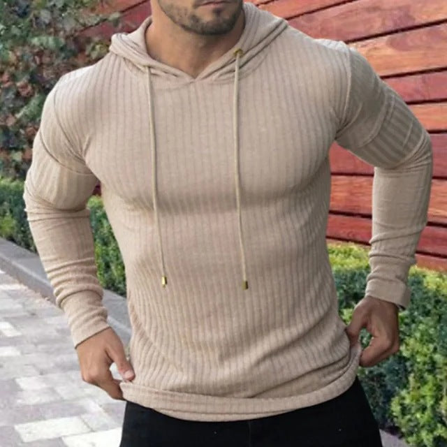 saferido -shop mens clothing styles Men's Muscle Fitness Spring and Autumn Slim Training Clothes Knitted Long-Sleeved Hoodie Pullover Jacket