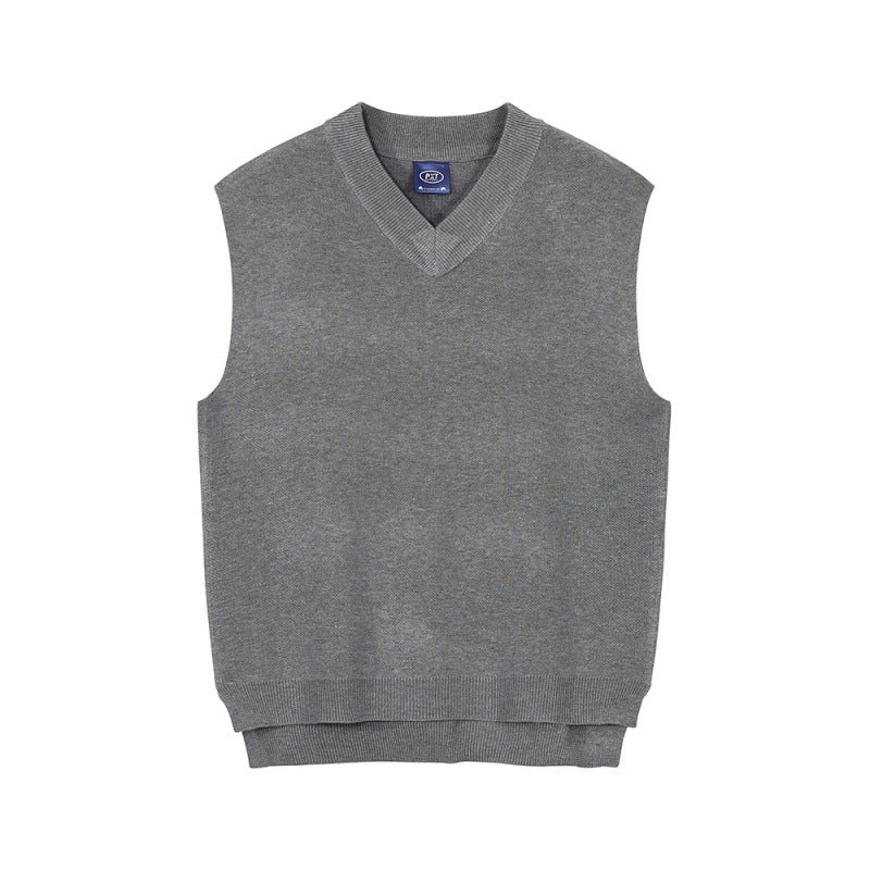saferido -shop boy outfits Myq Men's V-neck Knitted Vest Korean Style Trendy All-Match Waistcoat Loose Vest Summer Sleeveless Jacket