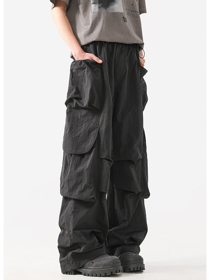 American vibe retro street casual pants men's summer new loose and wide style quick-drying all-match overalls trend