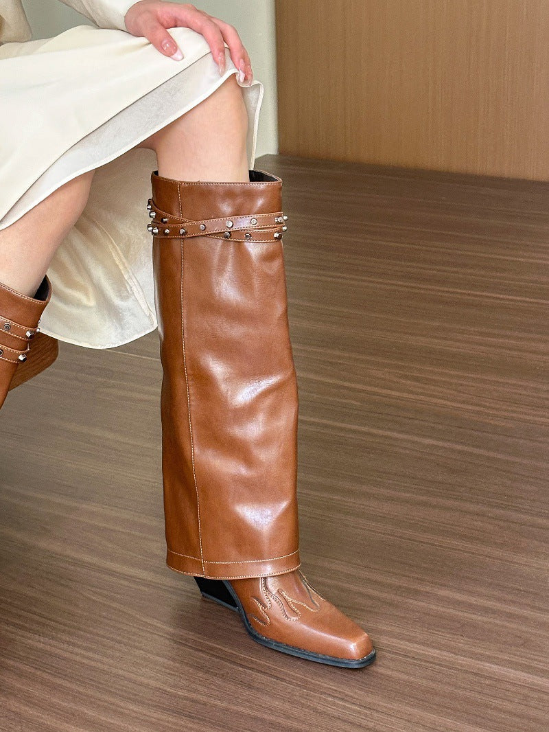 2025 Vintage babes! Maillard Brown Pants Boots Women's popular Fall But Knee-Long Boots
