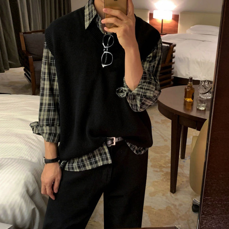 saferido -shop mens fall fashion Lazy Style Plaid Shirt Men's Spring Casual Long-Sleeved Shirt Korean Style Loose Shirt Couple Coat Fashion
