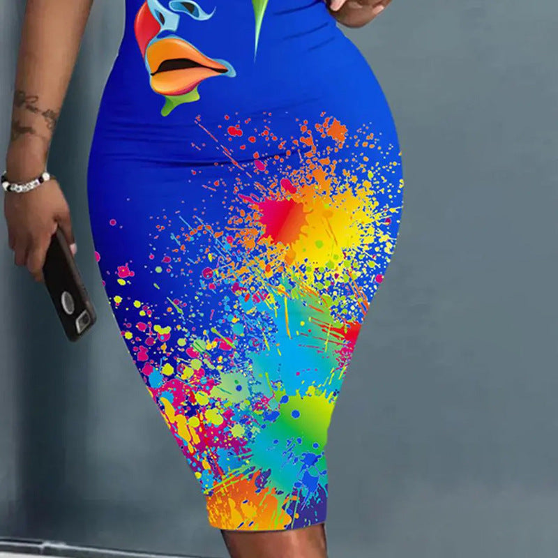 SAFERIDO 2025 black style hot girls, explosive ins new sexy painted dress, a hairdresser women's clothing