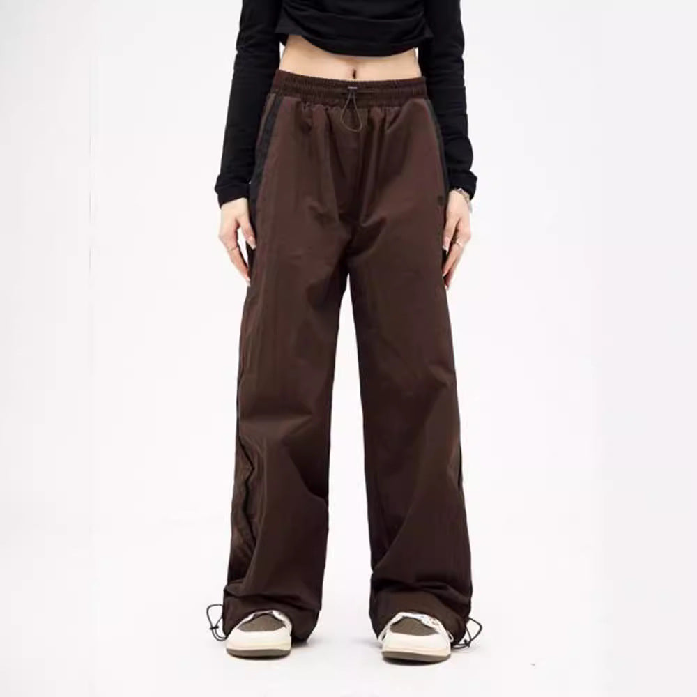 saferido -shop 90s streetwear Spring and Autumn Fashion Personalized Niche Street Women's Elastic High Waist Loose Sports Wide-Leg Pants