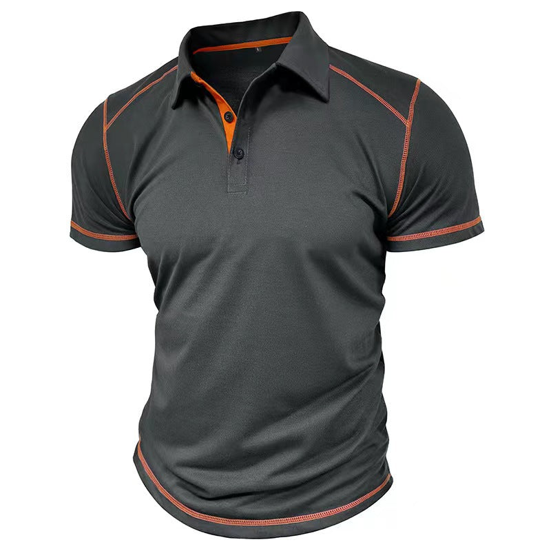 Summer Men's Lapel Polo Clothes Contrast Color Polo Shirt European and American T-shirts for Men