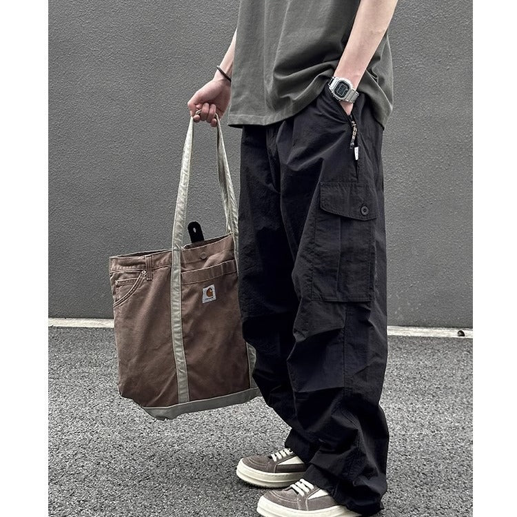 saferido guys clothing styles National Fashion Outdoor Functional Wind Speed Dry Overalls Men's Loose Straight Cityboy Large Pocket American Umbrella Pants