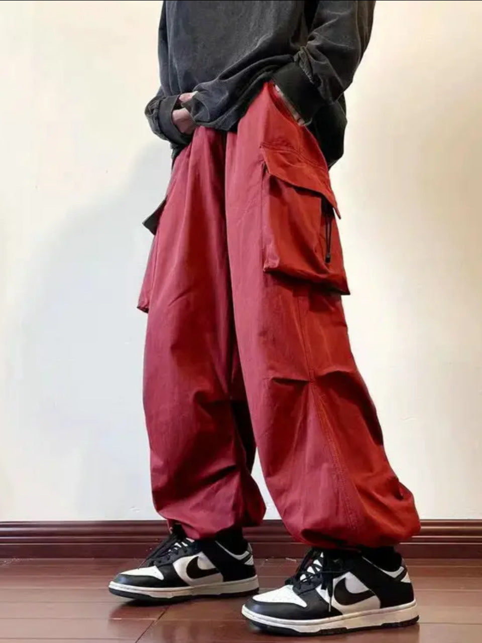 saferido starboy outfit Ins American Overalls Men's and Women's High Street Design Drawstring Loose Ankle-Tied Wide-Leg Casual Trousers