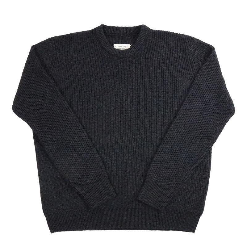 saferido -shop mens fall outfits Magila Autumn and Winter Casual Sweater Sweater Style Gray Black round Neck Loose Pullover Sweater Original Men and Women