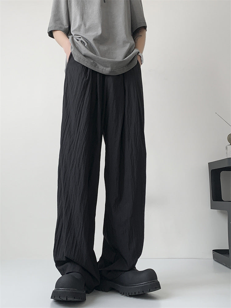 Japanese lazy style casual pants men summer new loose straight wide leg drape Yamamoto pants long pants