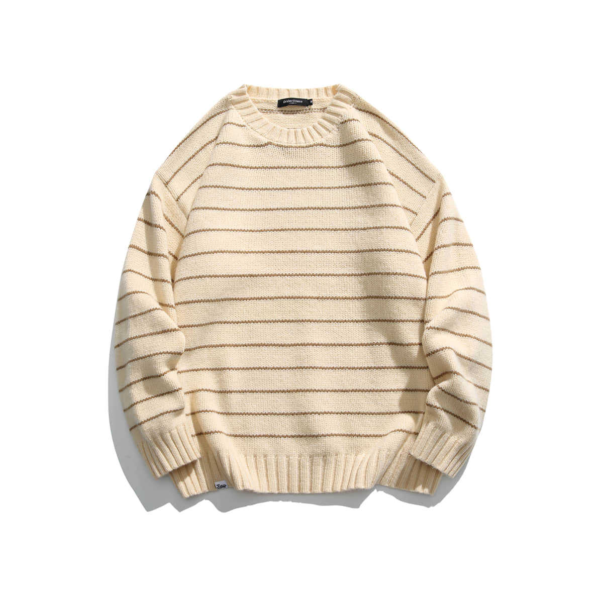 saferido      -shop boy outfits Men's American Autumn New Striped Thickened Sweater Loose round Neck Pullover Sweater