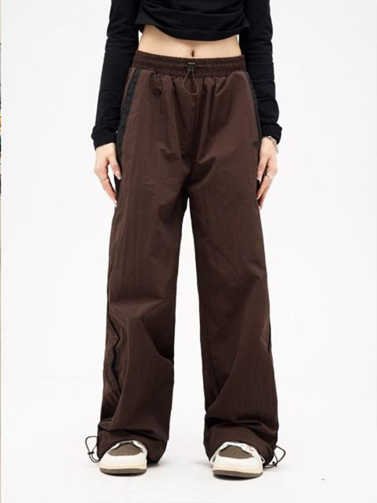 saferido -shop 90s streetwear Spring and Autumn Fashion Personalized Niche Street Women's Elastic High Waist Loose Sports Wide-Leg Pants