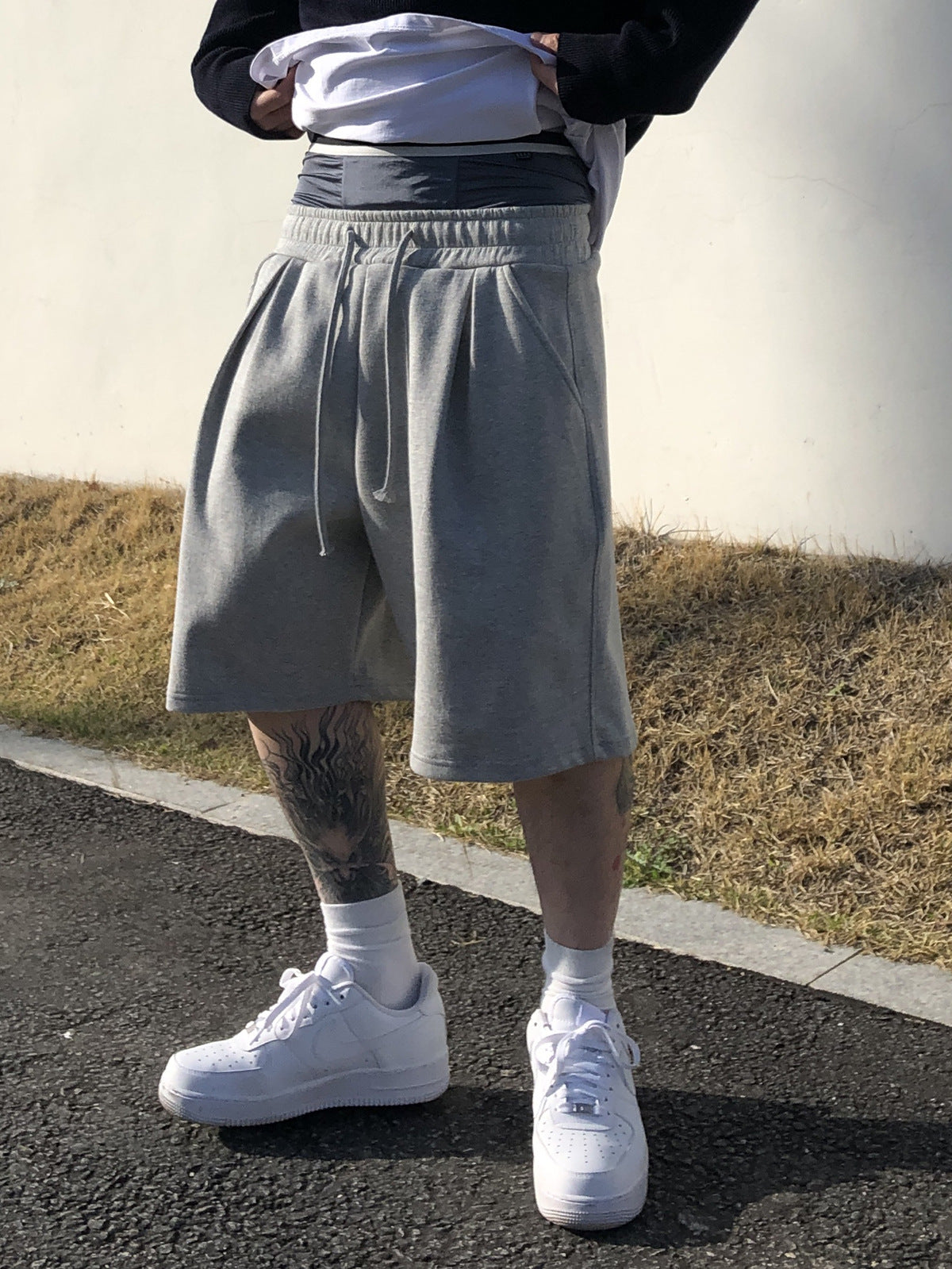 saferido 90s fashion men American Style Street Fitness Sports Loose Shorts Men's Casual Hip Hop Workout Bodybuilding Breathable Lace-up Shorts