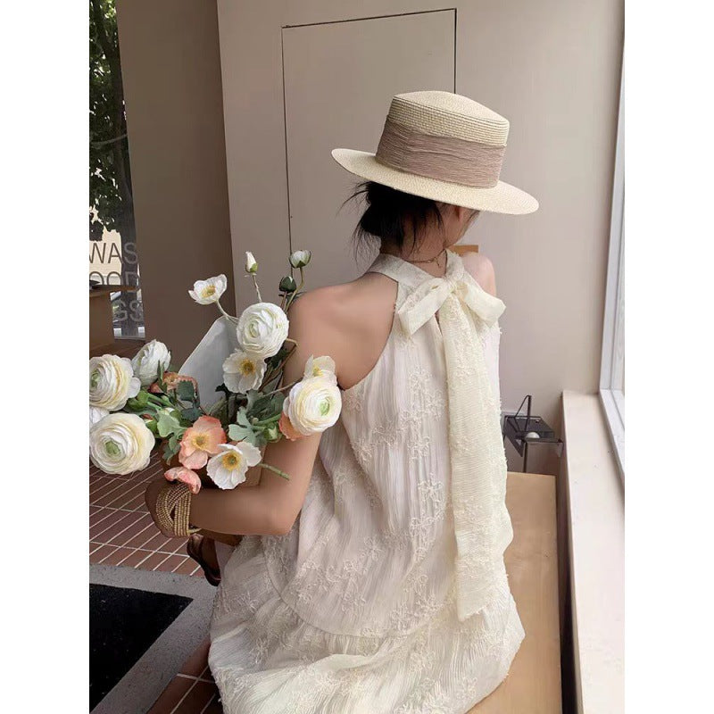 2025 early spring new sleeveless neck dress new Chinese style women's clothing summer seaside vacation dress
