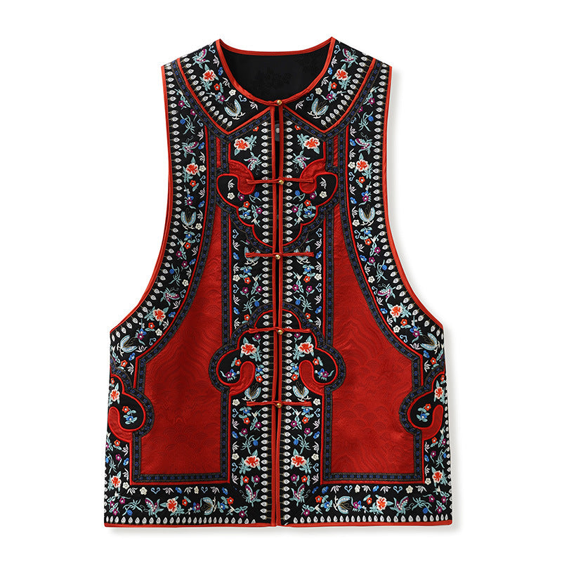 temperament national style new Chinese high-end unique high-end design sense light luxury retro vest jacket women M7088