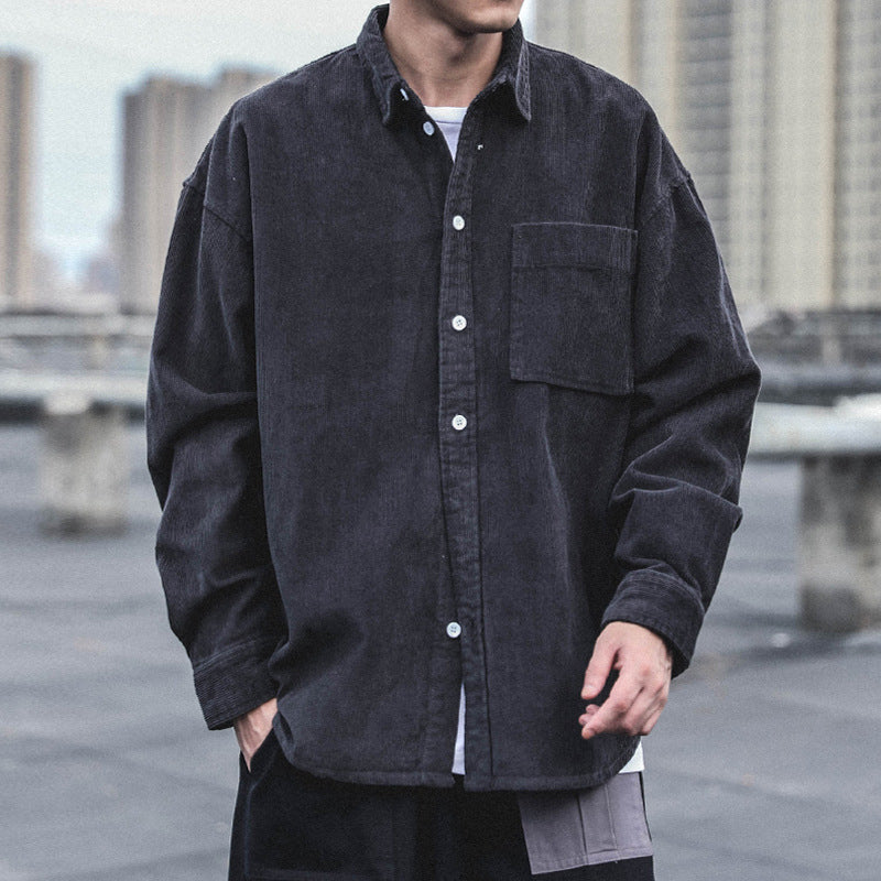 saferido fall outfits men Corduroy Shirt Men's Long-Sleeved Autumn Japanese Fashionable Casual Loose Men's Autumn and Winter Thick Shirt Men's Coat