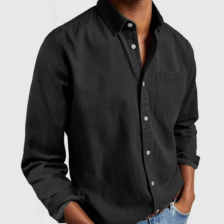 saferido      -shop black men fashion urban E-Commerce New Men's Shirt New Long-Sleeved Lapel Men's Shirt