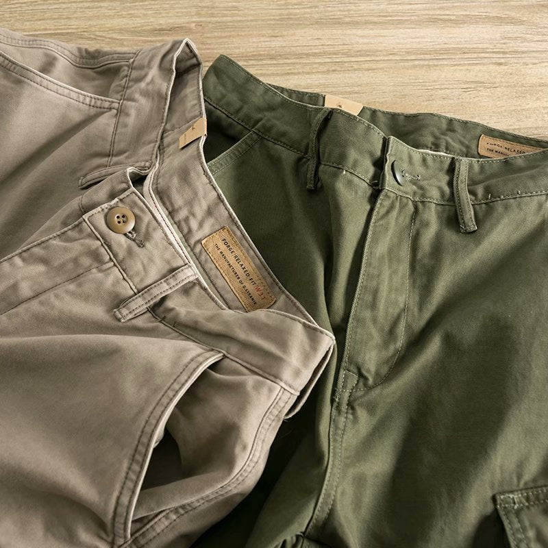 saferido boy outfits Cotton Workwear American Casual Cropped Pants Men's Fit Straight Pants Trendy Breathable Color Multi-Pocket Shorts
