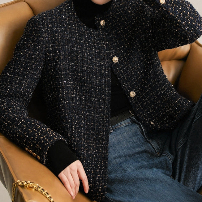 2025 Premium wool woven tweed, small fragrant jacket light luxury 2-color women's clothing spring short