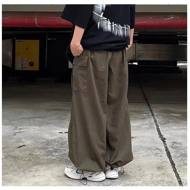 saferido Vintage Baggy Cargo Pants Men Cotton Wide Leg Trousers Male Oversize Retro Loose Casual Japanese Streetwear Hip Hop