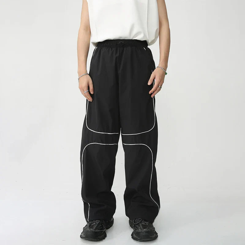 saferido Wide Leg Sports Pants for Men Khaki Trousers Hip Hop Patchwork Black Loose Casual Korean Male Streetwear Men's Clothing