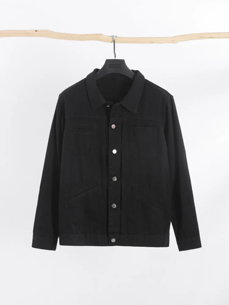Vintage Men's Denim Jackets Spring Casual Solid Single Breasted Pocket Top Chic Loose Patchwork Oversize Cargo Jackets New