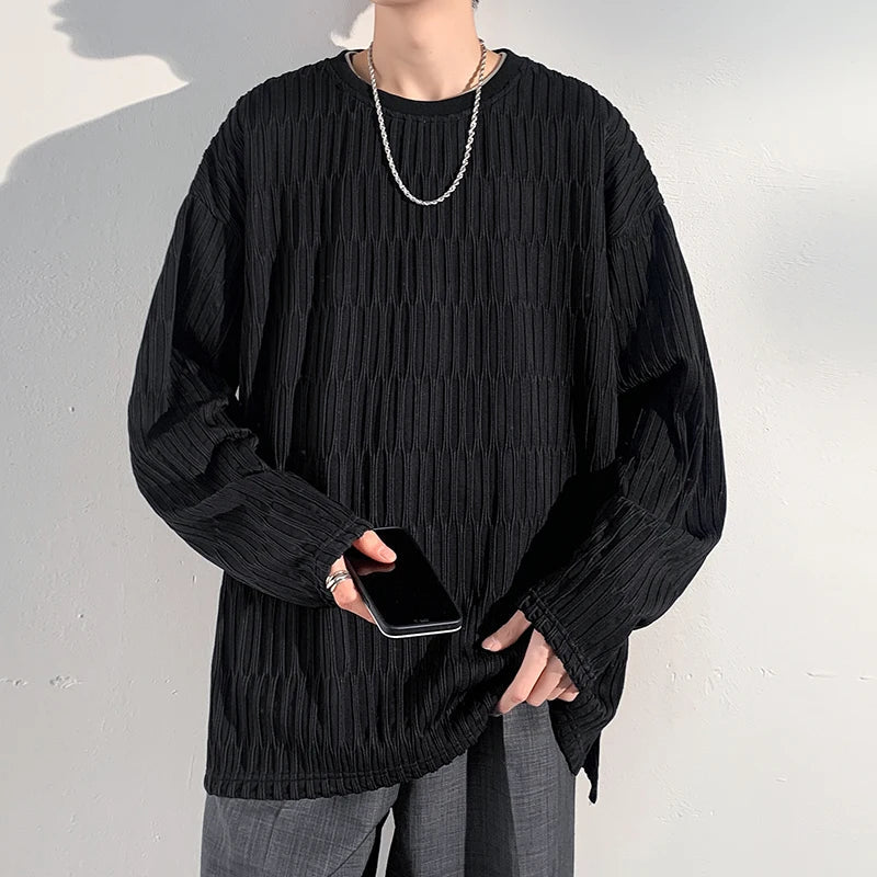 saferido Harajuku Chic T shirts For Men Oversized Tees Spring Man Casual Long Sleeve Tshirt Woman O-neck Loose Pullovers Tops 5XL-M