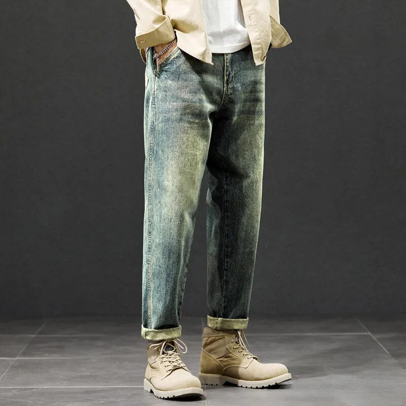 Jeans For Men Baggy Pants Loose Fit Harem Pants Vintage Clothes Men Fashion Pockets Patchwork Large Trousers Oversized 42