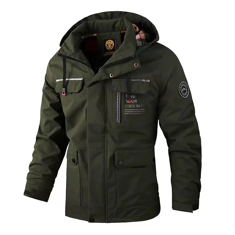 Autumn Fashion Men's Casual Windbreaker Hooded Jacket Man Waterproof Outdoor Soft Shell Winter Coat Warm Ultra Light Jacket