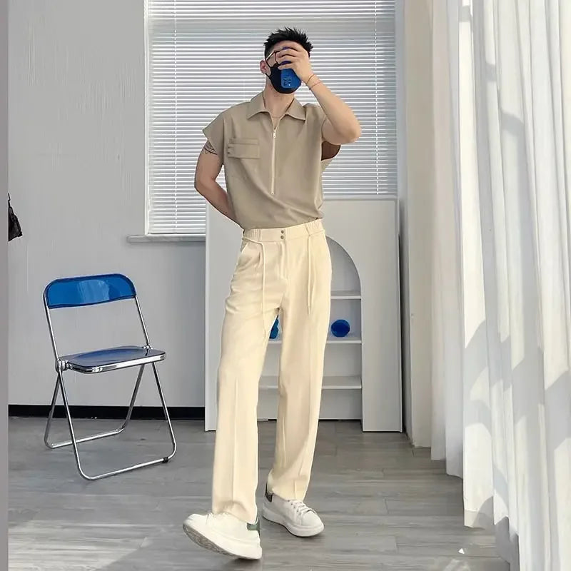 saferido Wide Men's Casual Pants Trend Polyester Male Trousers Regular Fit Fashion 2024 Plus Size Korean Style Aesthetic Big Xxxl Y2k