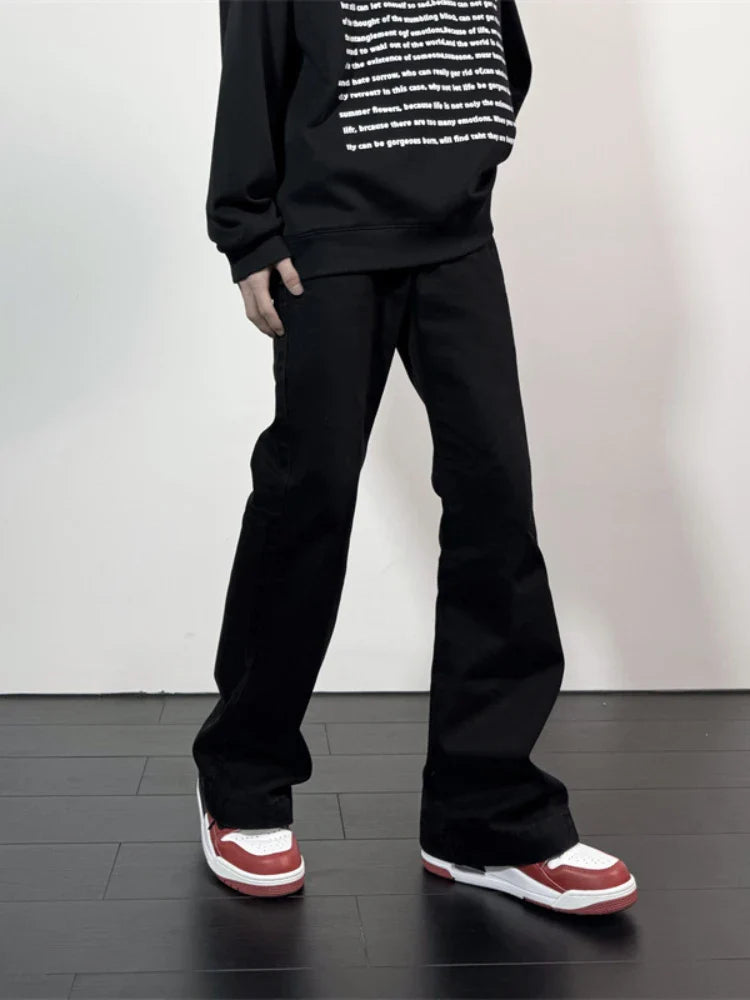 Flare Jeans Men American Slim Chic High Street Washed Hip Hop Denim Trousers All-match Harajuku Simple College Autumn Mopping