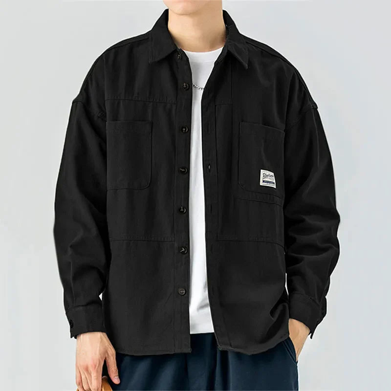 Men Shirts Long Sleeve Jackets Pocket Spring Autumn Cardigan Fashion Streetwear Male Casual Oversize Coat Loose Blouses