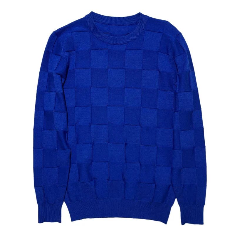 saferido British Style Men's Autumn/Winter Thermal Knitted Sweater/Male Slim Fit Fashion Plaid Casual Pullover Men Knit Shirt 3XL